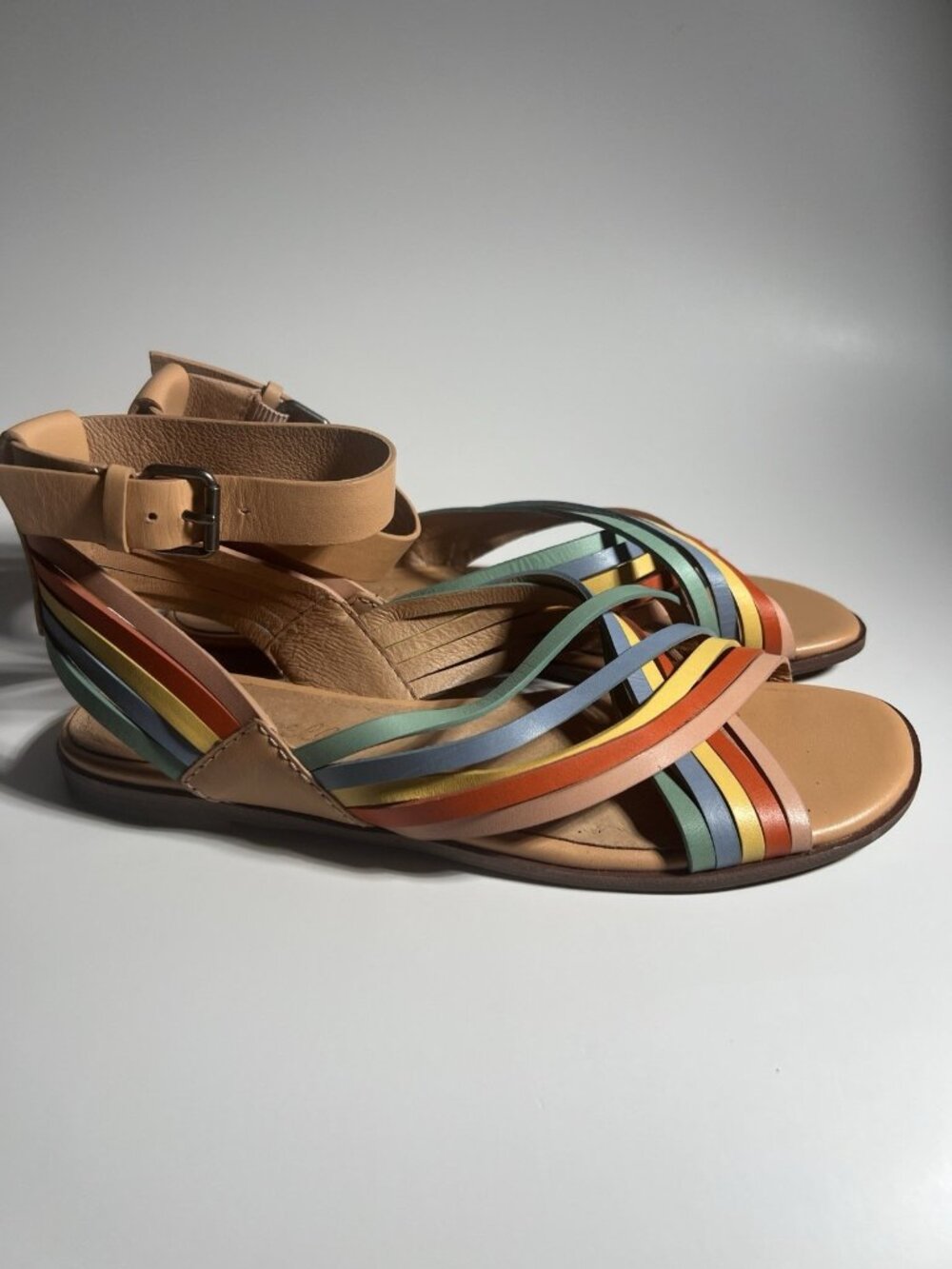 Madewell Strappy Leather Sandals Multicolor Women’s Size 6.5 - Picture 2 of 14